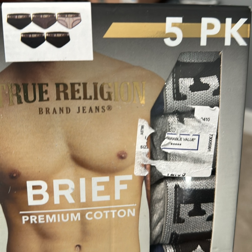 True religion pack 5 breifs mens size L nwt